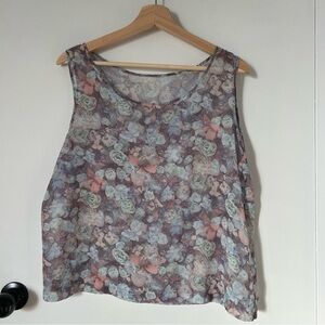 AMERICAN APPAREL SHEER FLORAL TANK TOP SIZE XS/S